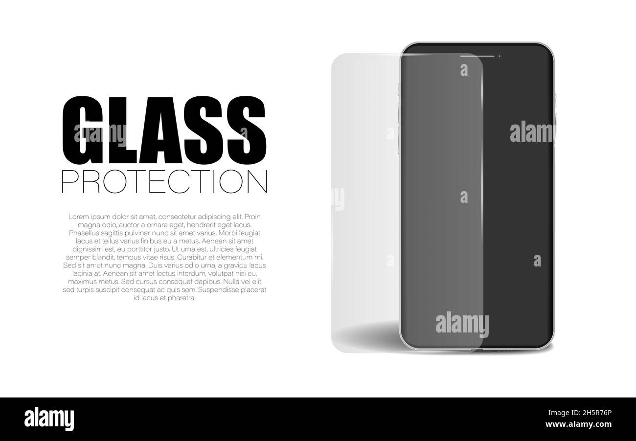 Screen protection glass, vector protect of gadget display, protective