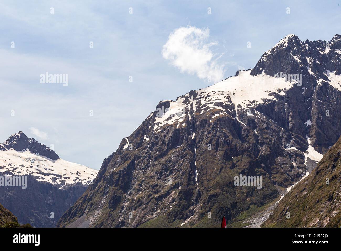 Snowy mountains and hills of South Island, New Zealand Stock Photo