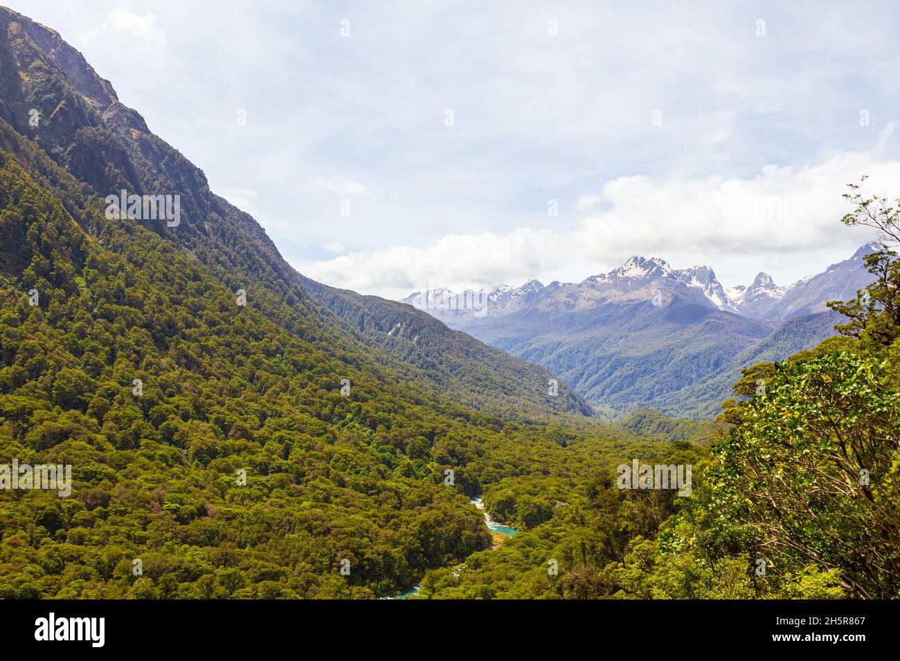 View from the observation deck. Fiordland National Park, South Island, New Zealand Stock Photo
