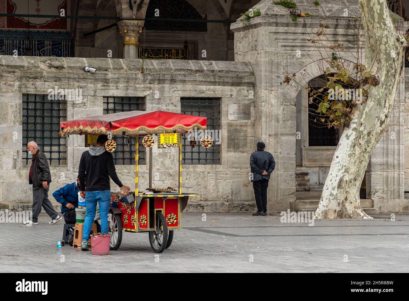 Istanbul, Turkey-Nov.9, 2021: Eminonu and Karakoy districts are the most visited areas of the city by tourists.Tourists and local people walk and shop Stock Photo