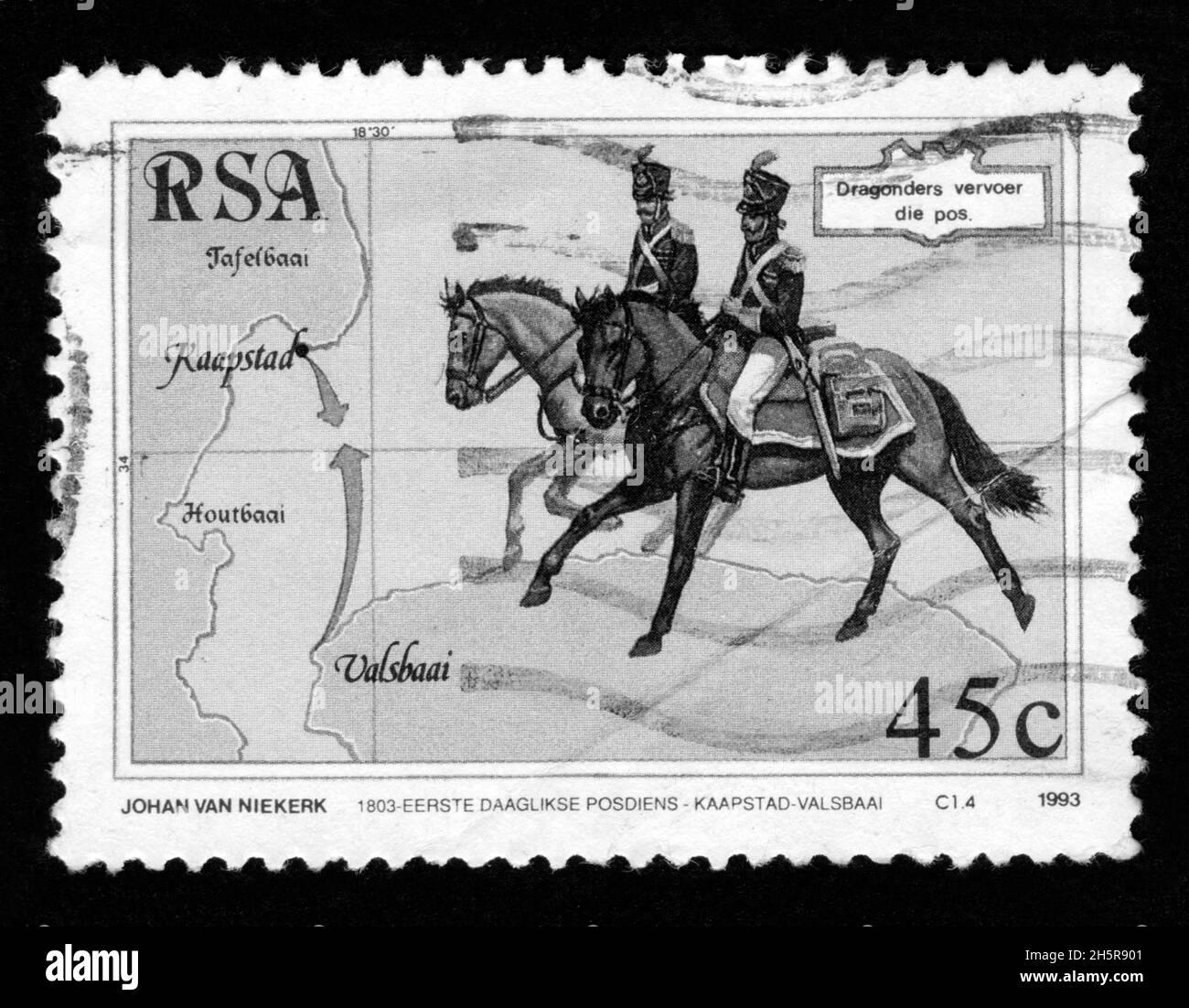 Stamp print in RSA, 1993 Stock Photo