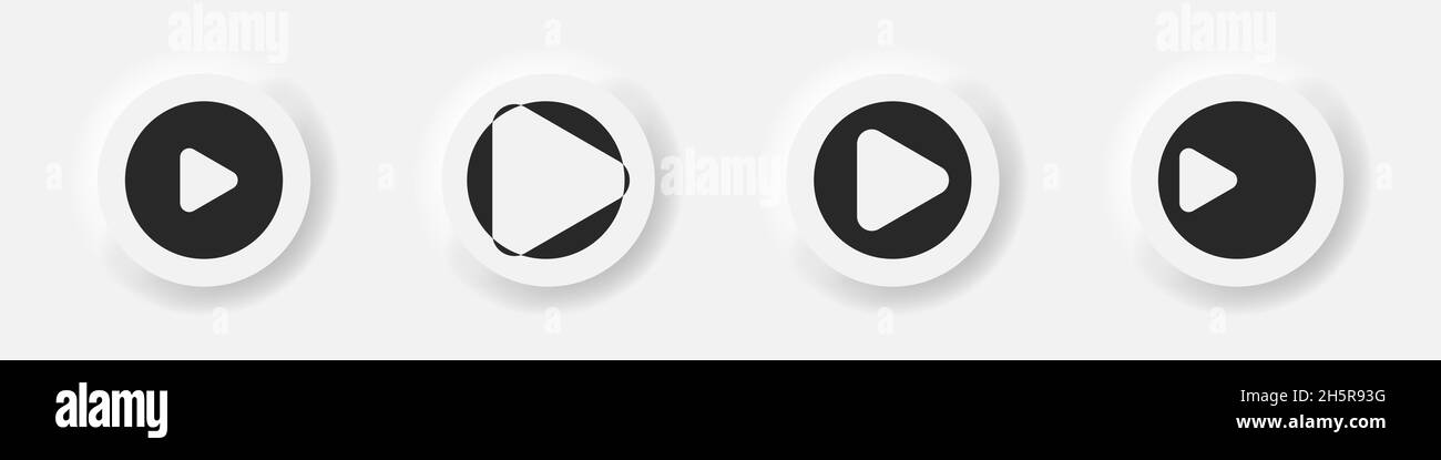 Play button collection modern neumorphic style, neumorphism media ...