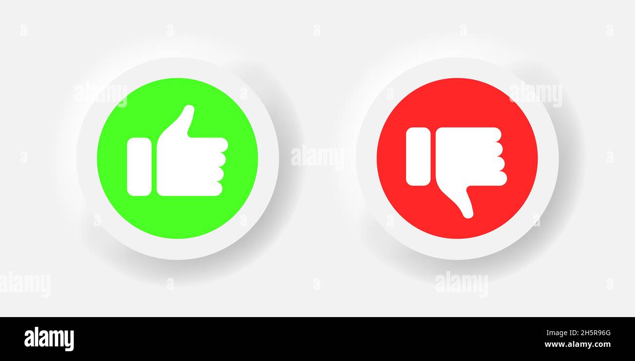 Neumorphism thumb up and down icon collection, neumorphic red and green ...