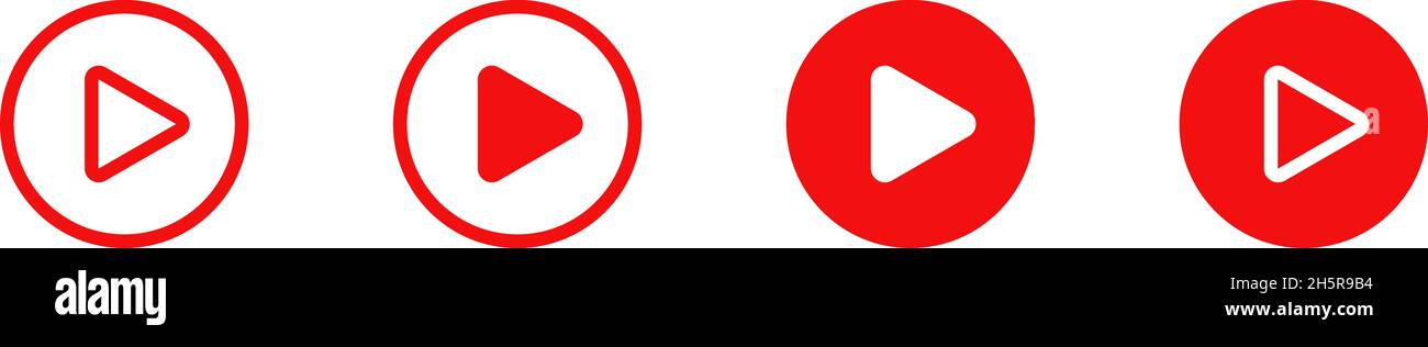 set button play red icons in flat style, vector Stock Vector Image ...