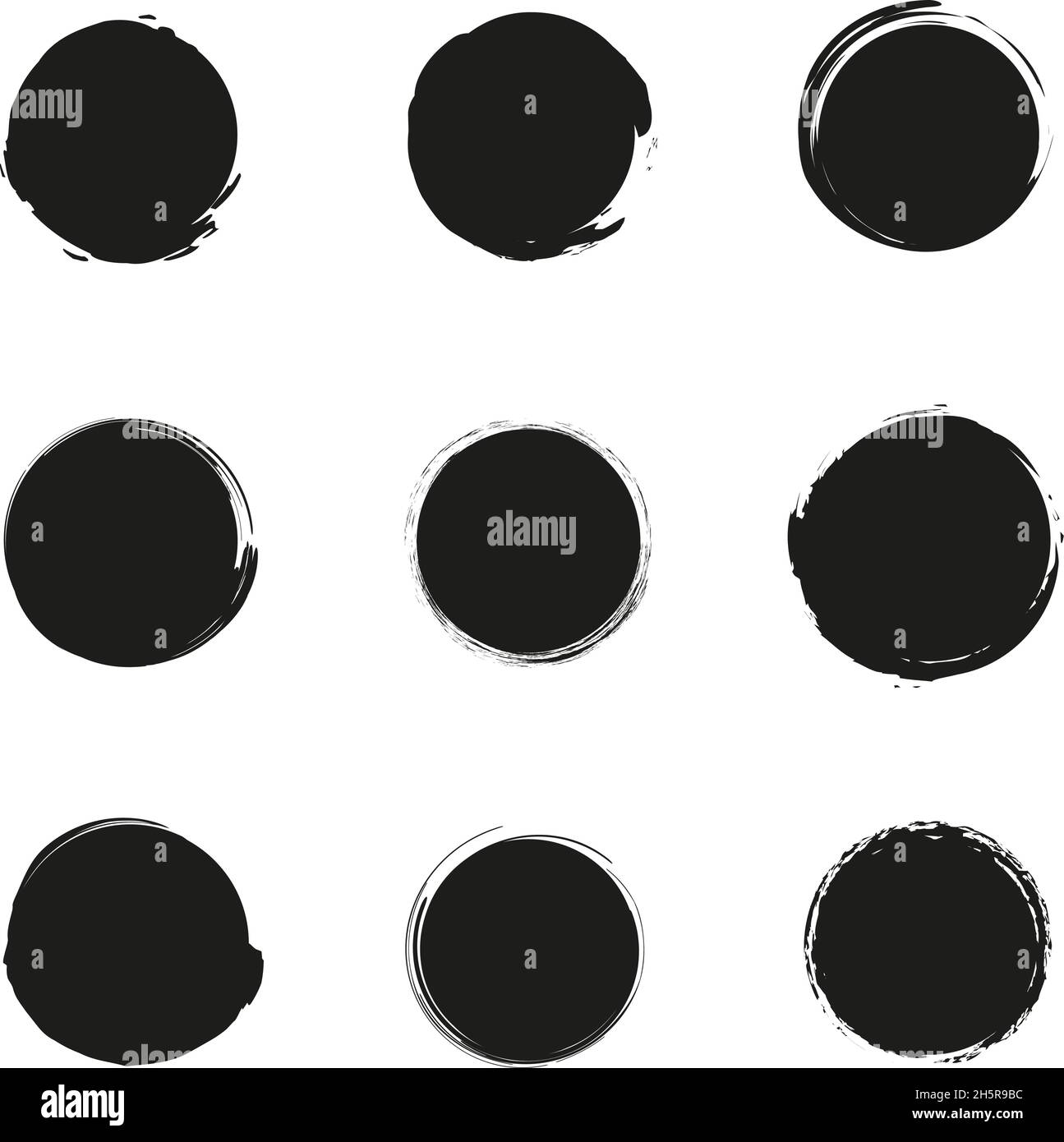 set black grunge circles on white background, vector Stock Vector Image ...