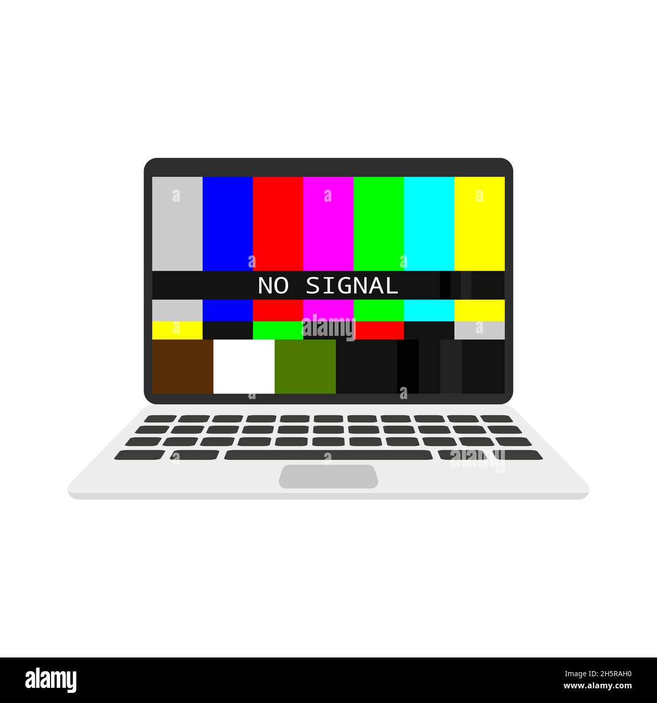 laptop computer screen error isolated in flat style, vector illustration. Illustration for concept design. Signal error. Stock Vector