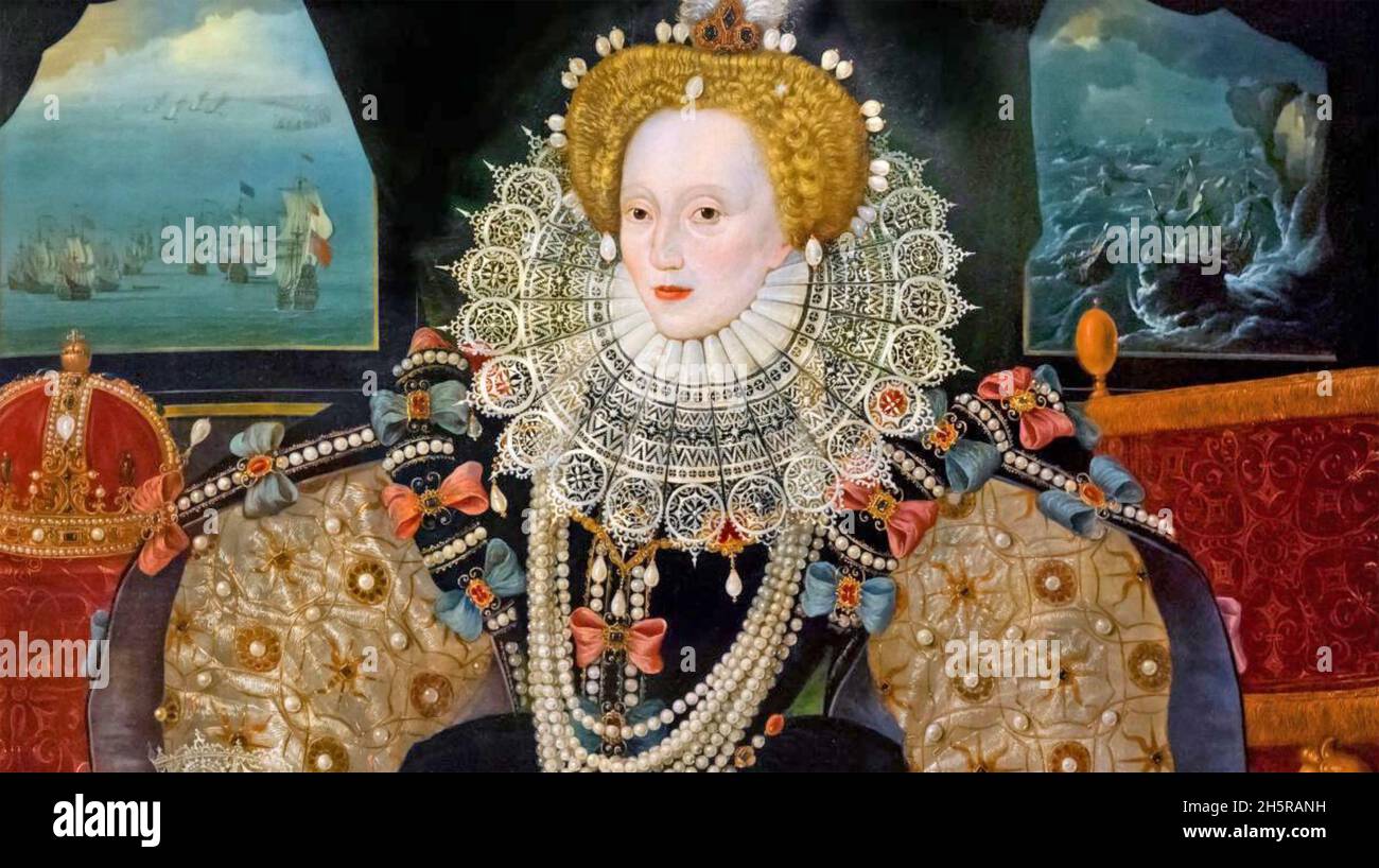QUEEN ELIZABETH 1 (1533-1603) A section of The  Armada portrait Stock Photo