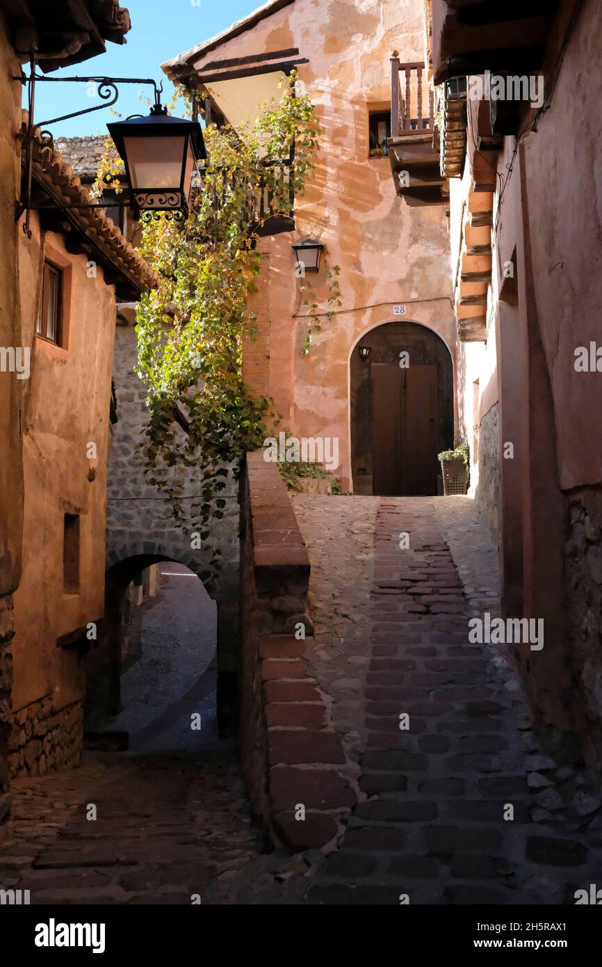 Beautiful old architecture and buildings in the mountain village of ...