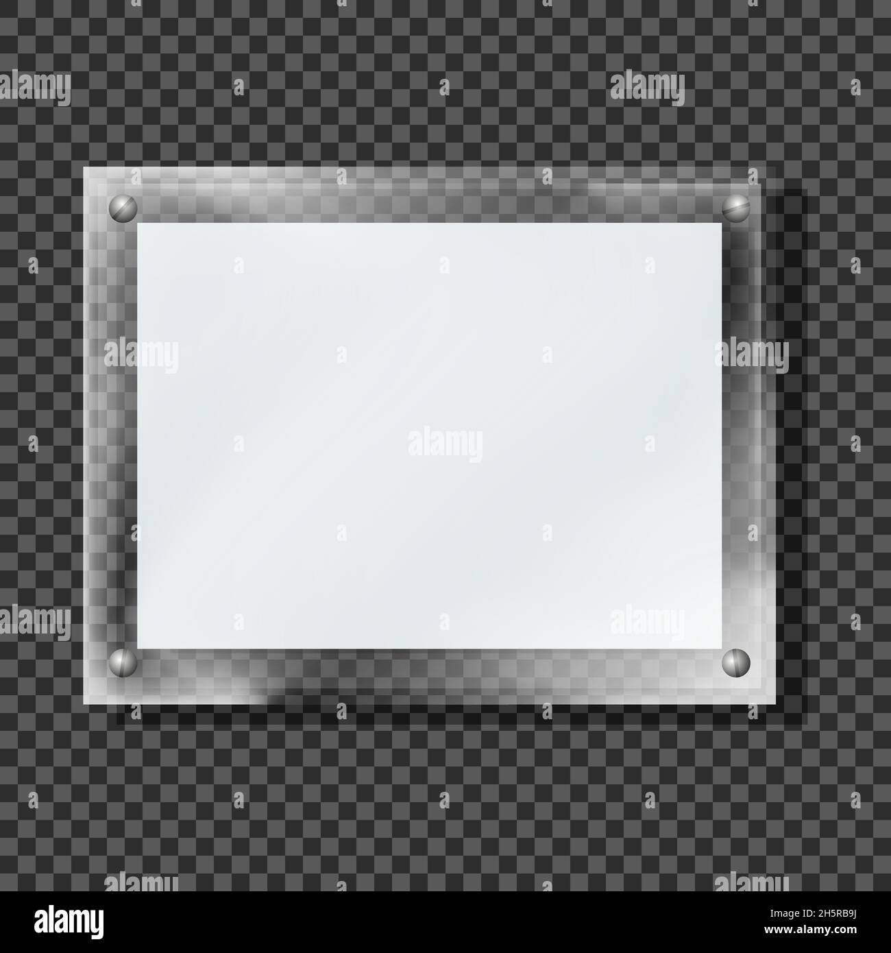 Blank glass board vector isolated office panel poster concept illustration on transparent background Stock Vector