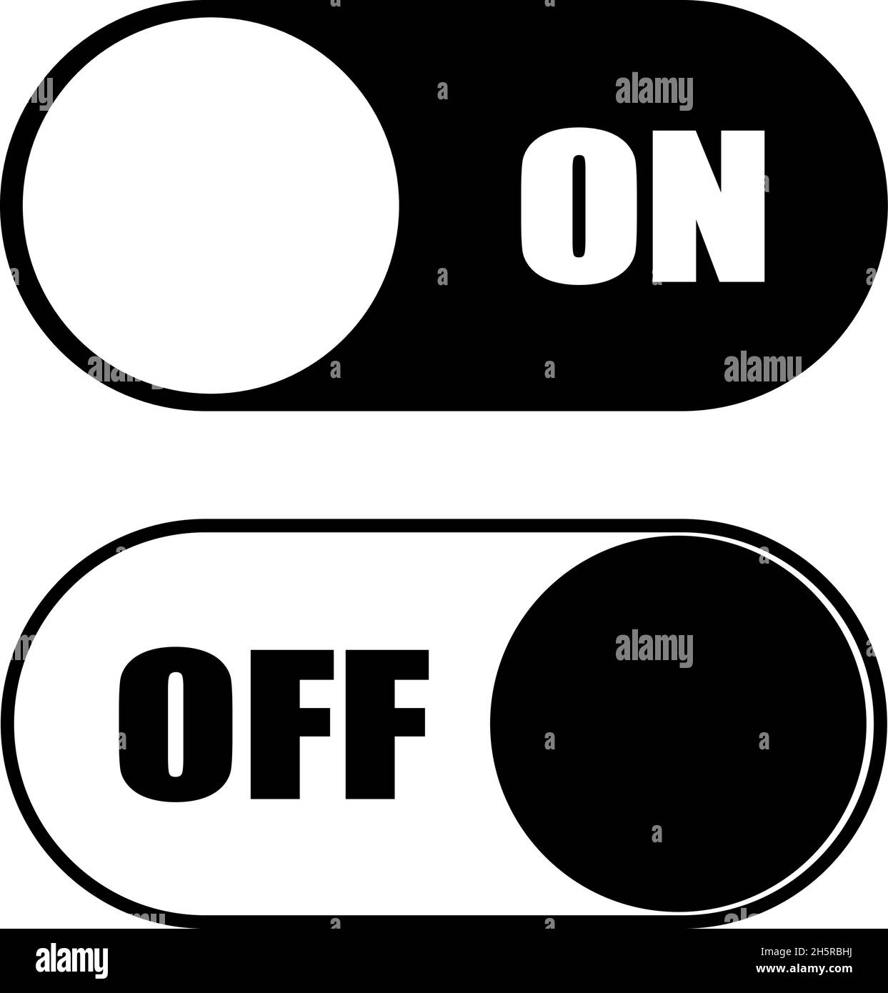 on and off black icons on white background, vector illustration Stock ...
