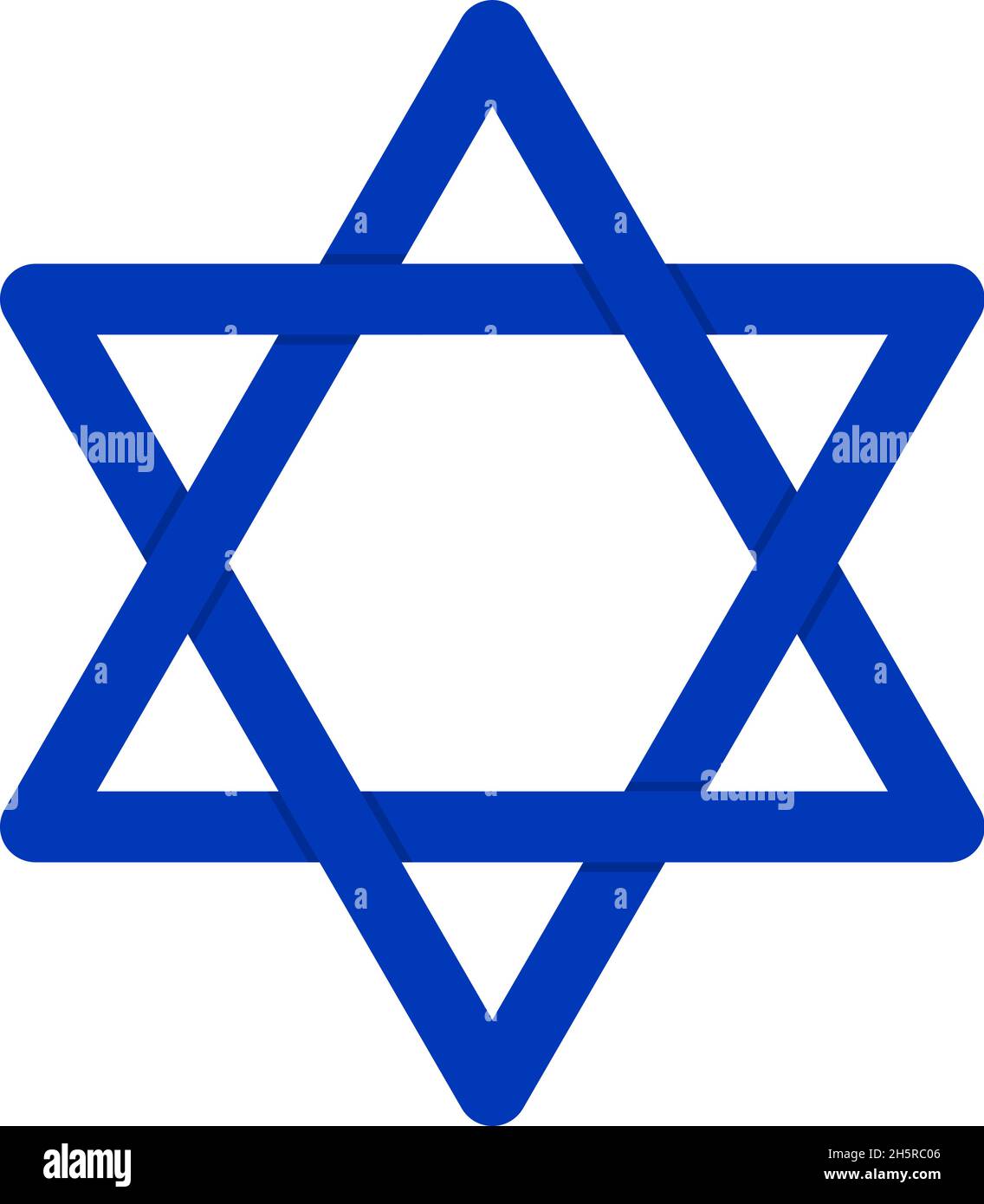 Blue star of David icon on white backdrop. Religion holiday design Stock Vector