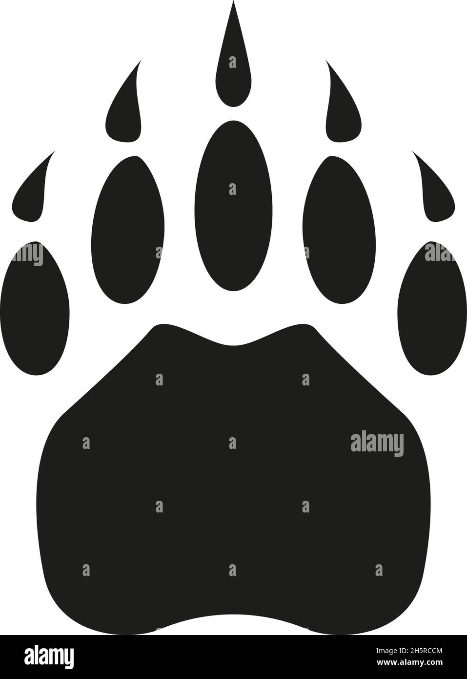 Paw wild animal foot vector cartoon black icon trace. Simple flat illustration. Stock Vector