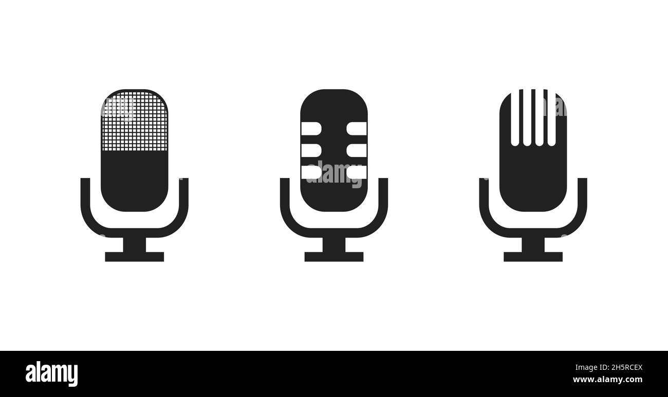 Set isolated microphone icons. Vector graphic concept sign symbol Stock