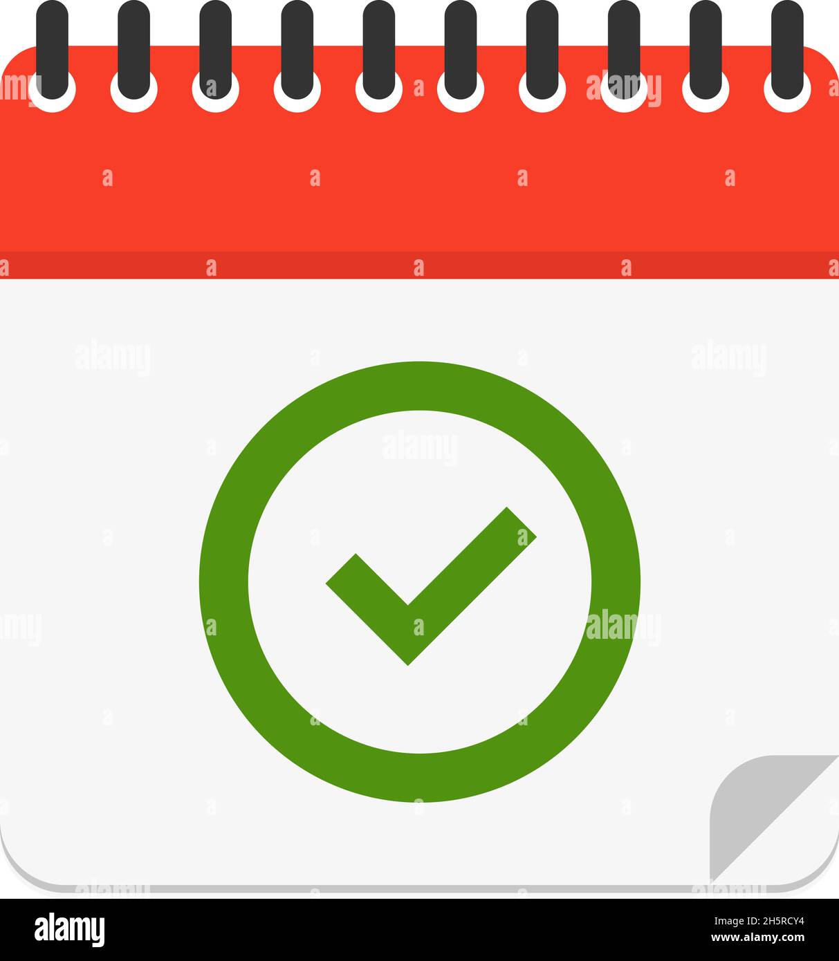 Check mark icon on calendar flat vector icon, isolated illustration ...