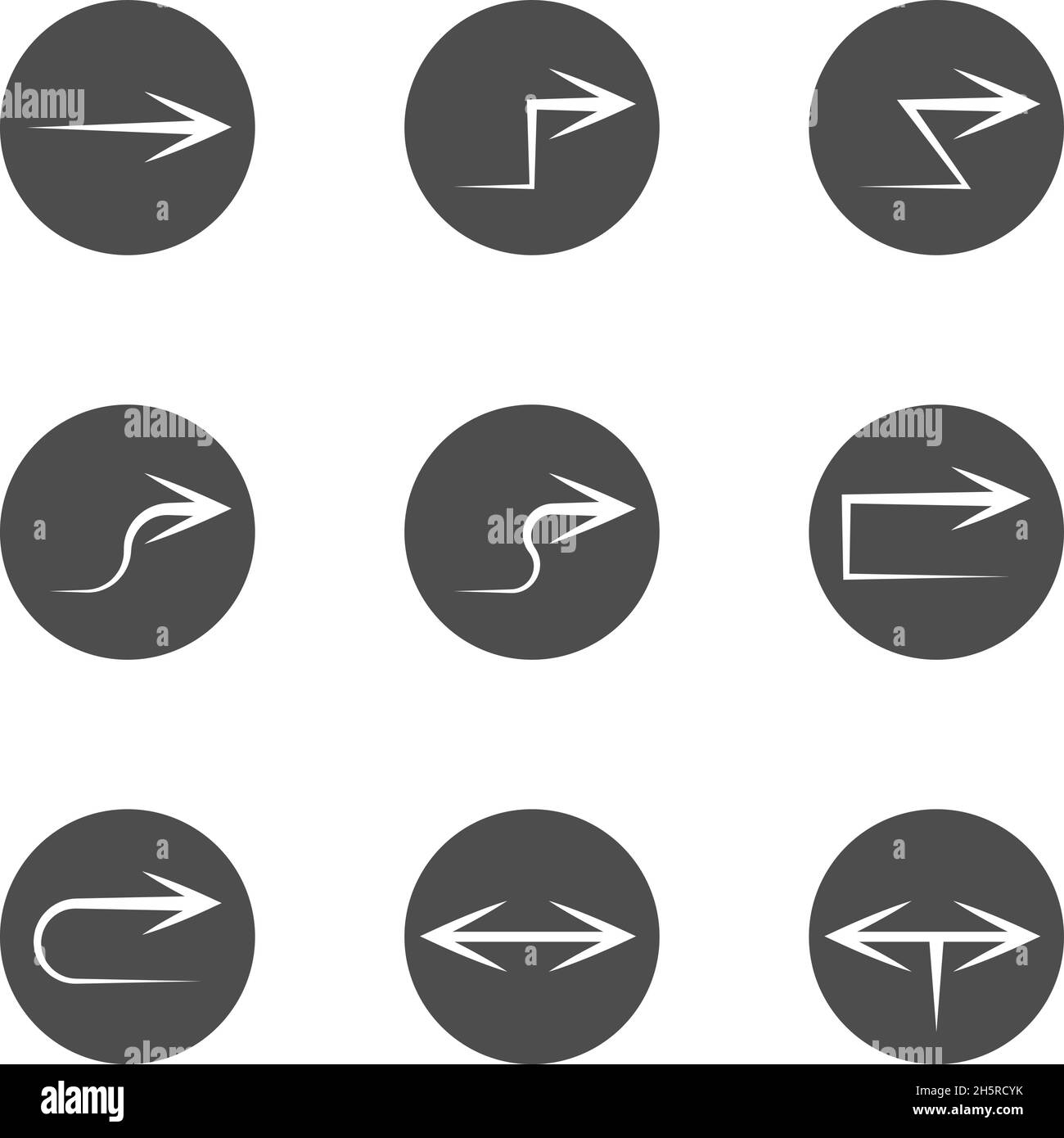 set arrows in circles icons on white background, vector illustration ...