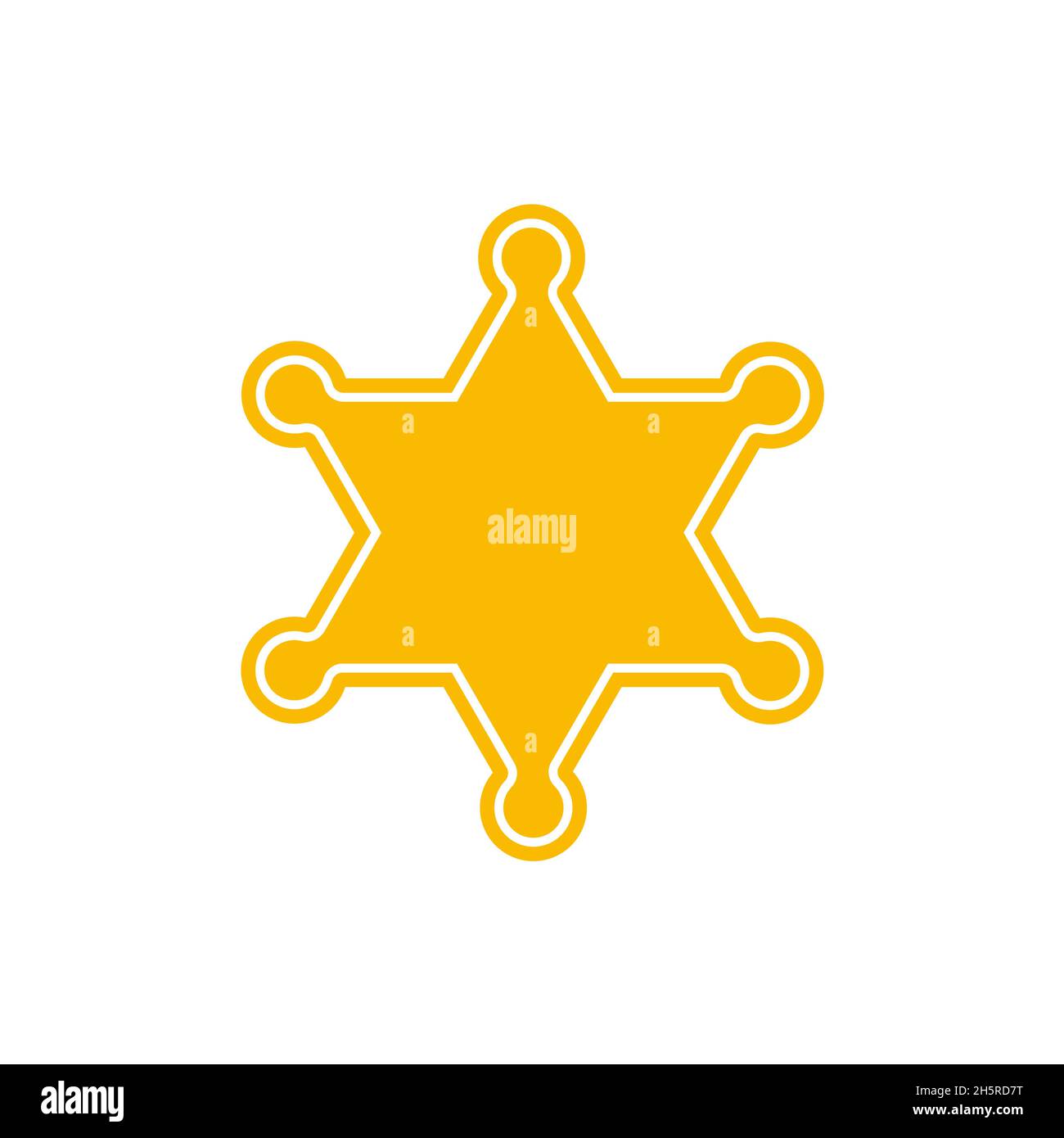 Golden sheriff star badge police on white background. Vector illustration isolated Stock Vector