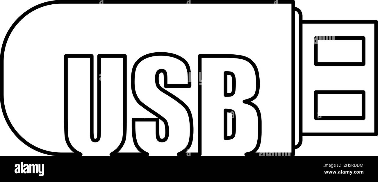 White usb flash drive icon. Vector illustration. Graphic design element Stock Vector