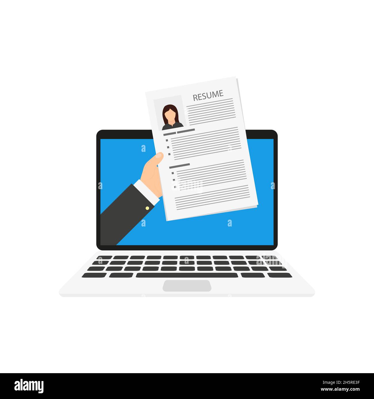 Resume in laptop. Flat vector business data concept illustration Stock ...