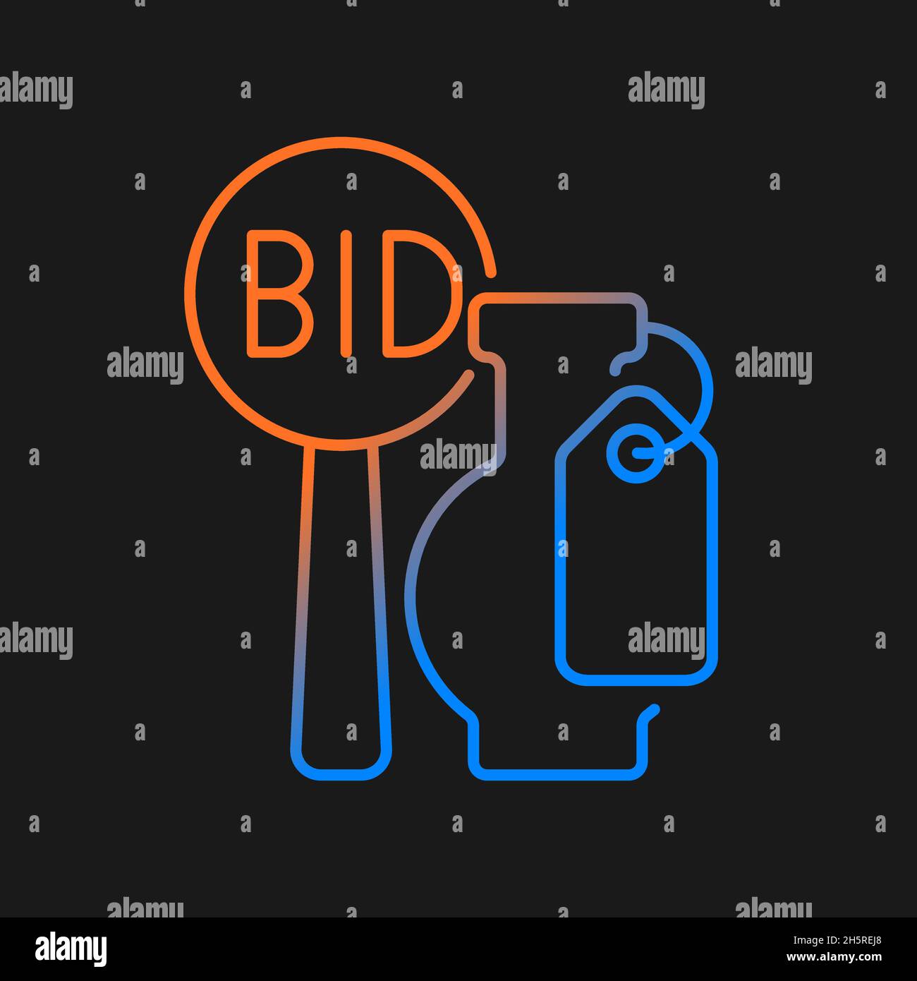 Art auction gradient vector icon for dark theme Stock Vector
