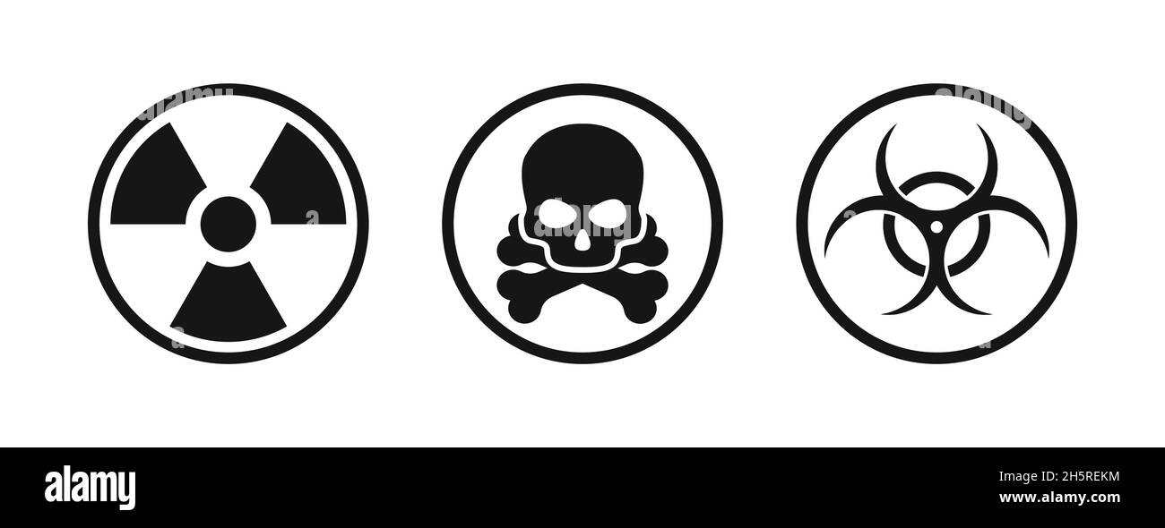Set with nuclear chemical biological icon. Vector isolated icon. Stock Vector