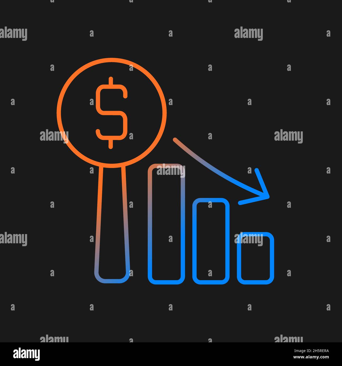 Dutch auction gradient vector icon for dark theme Stock Vector