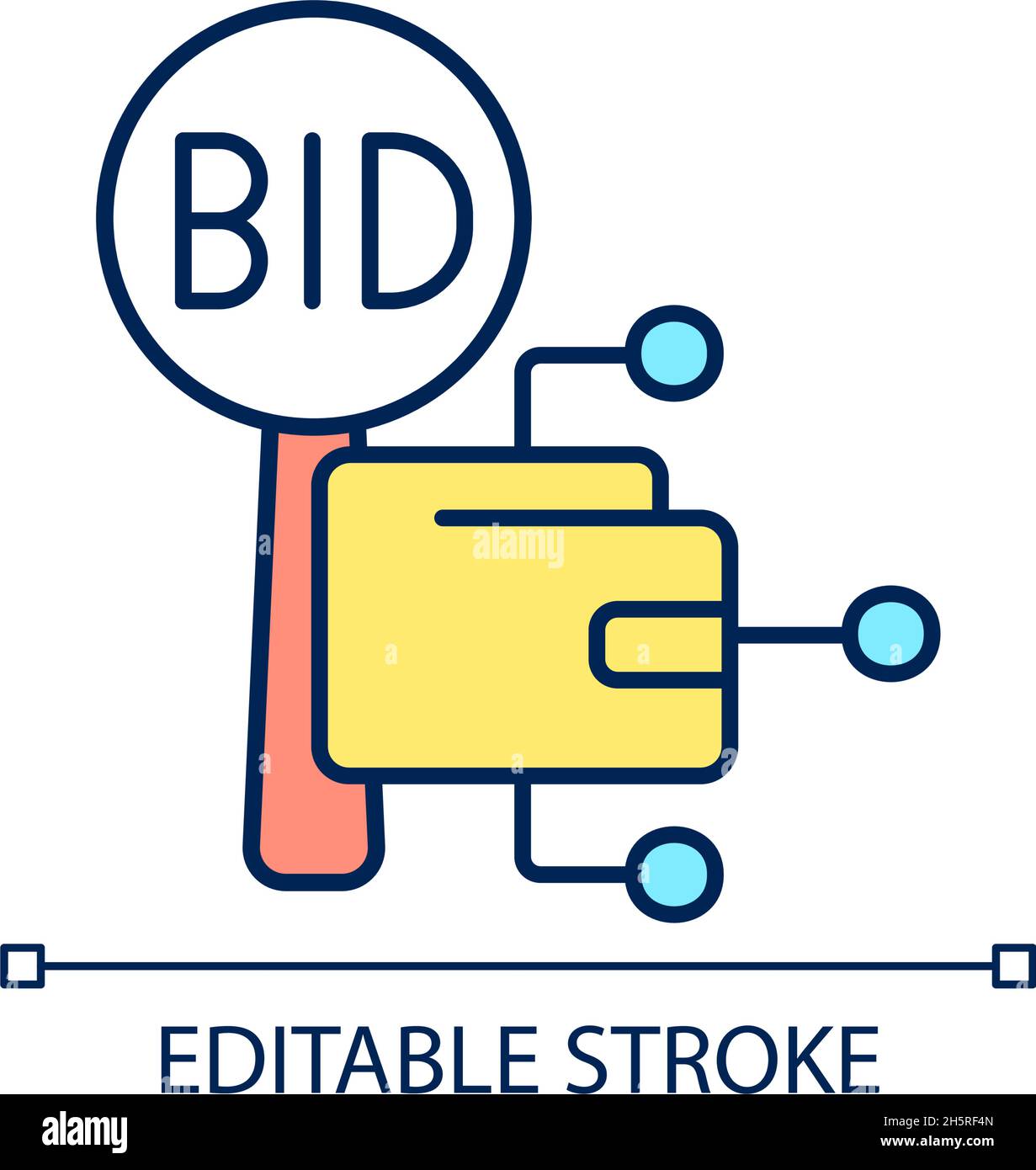 Cryptocurrency auction RGB color icon Stock Vector