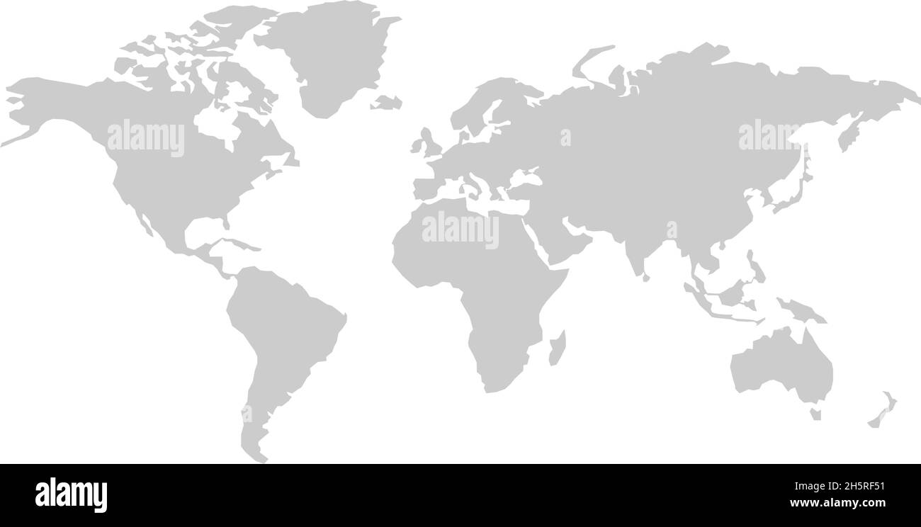 World map silhouette vector australia, asia america europe. Isolated illustration white background. Stock Vector