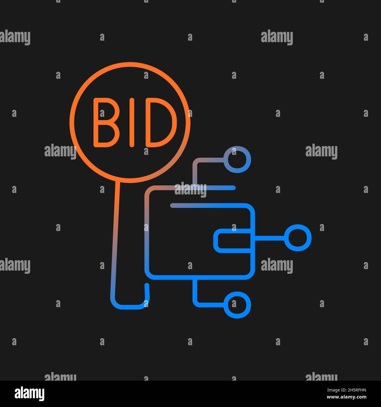 Cryptocurrency auction gradient vector icon for dark theme Stock Vector