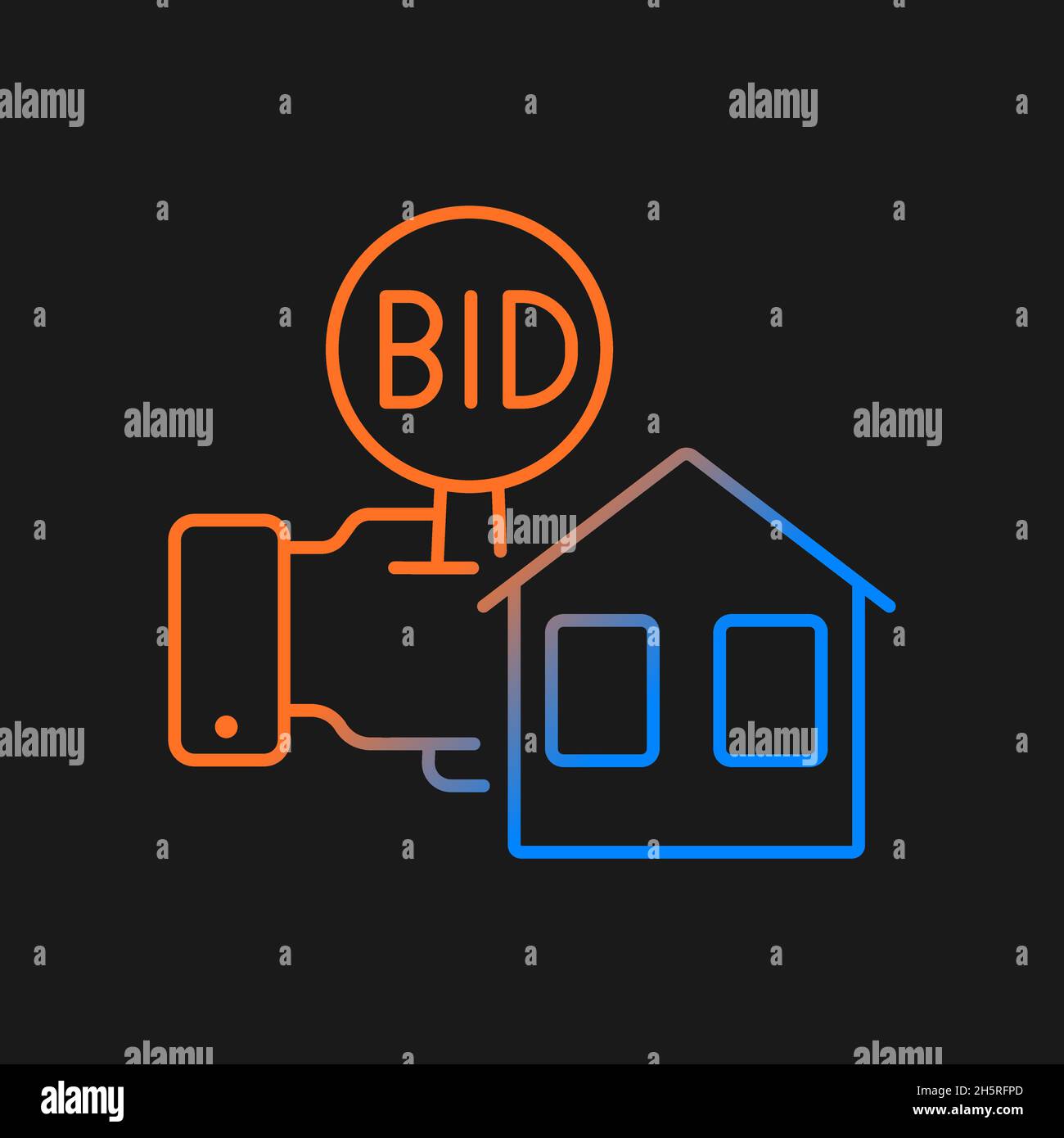Real estate auction gradient vector icon for dark theme Stock Vector