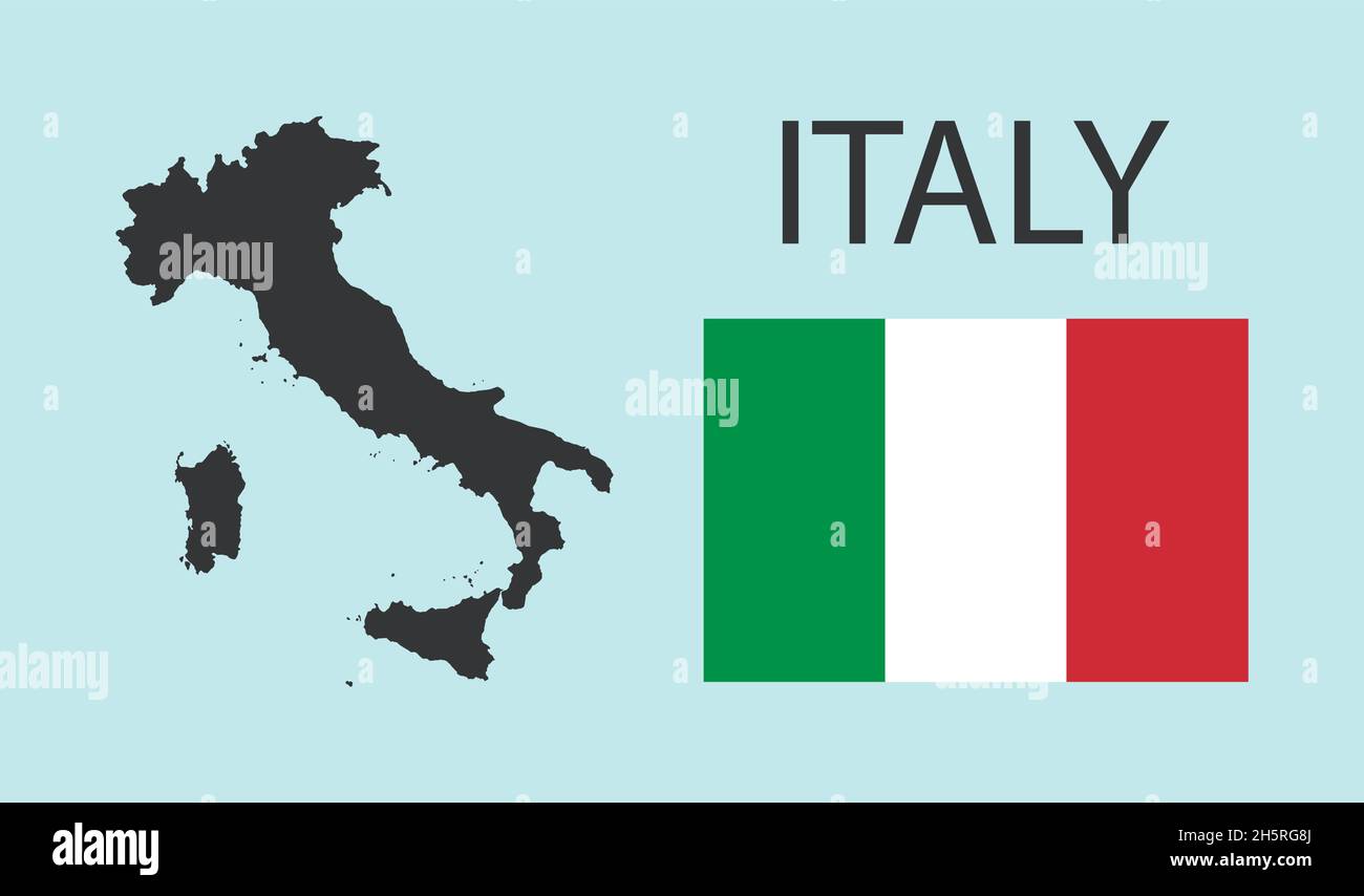 Italy map and flag. Flat vector icon isolated illustration geography concept Stock Vector