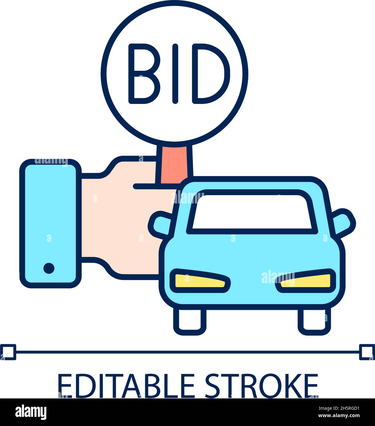 Vehicle auction RGB color icon Stock Vector