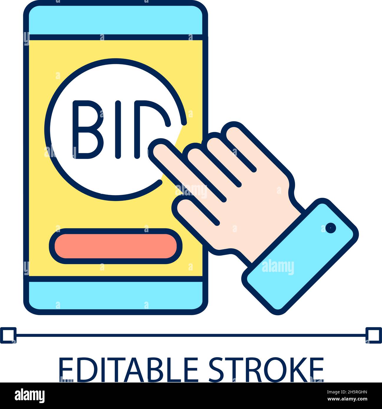Auction mobile app RGB color icon Stock Vector