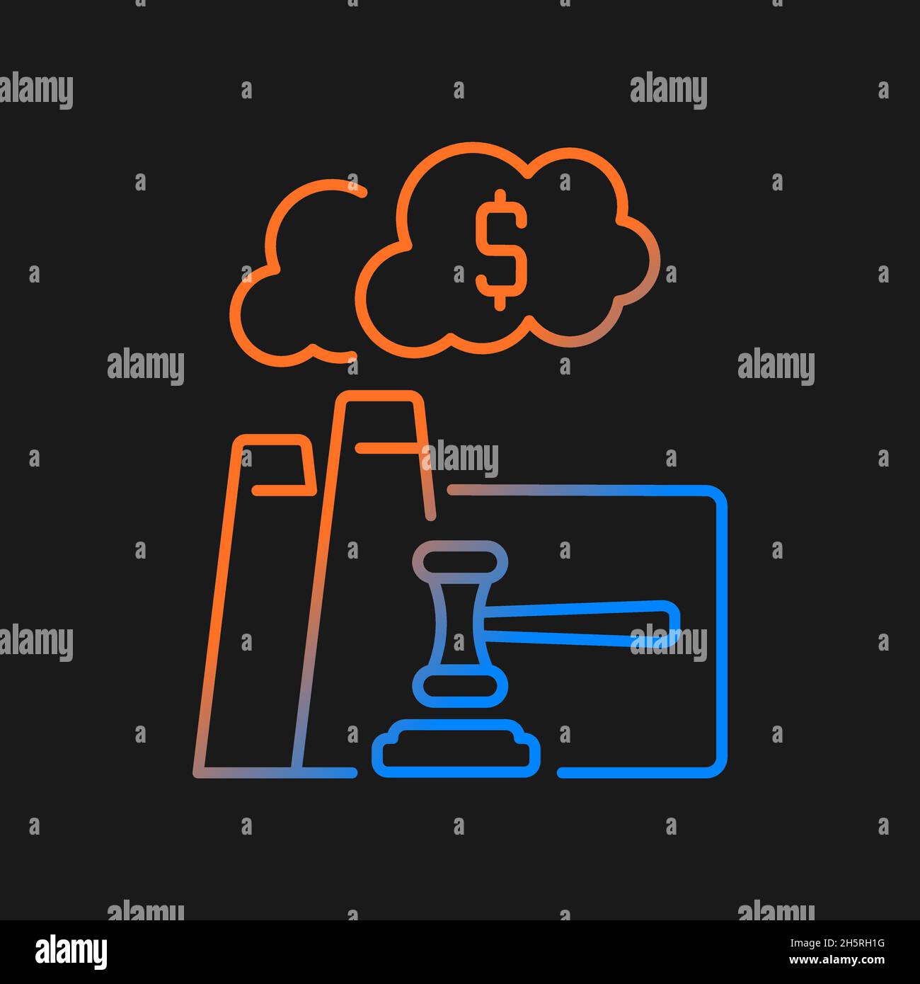 Emission auction gradient vector icon for dark theme Stock Vector
