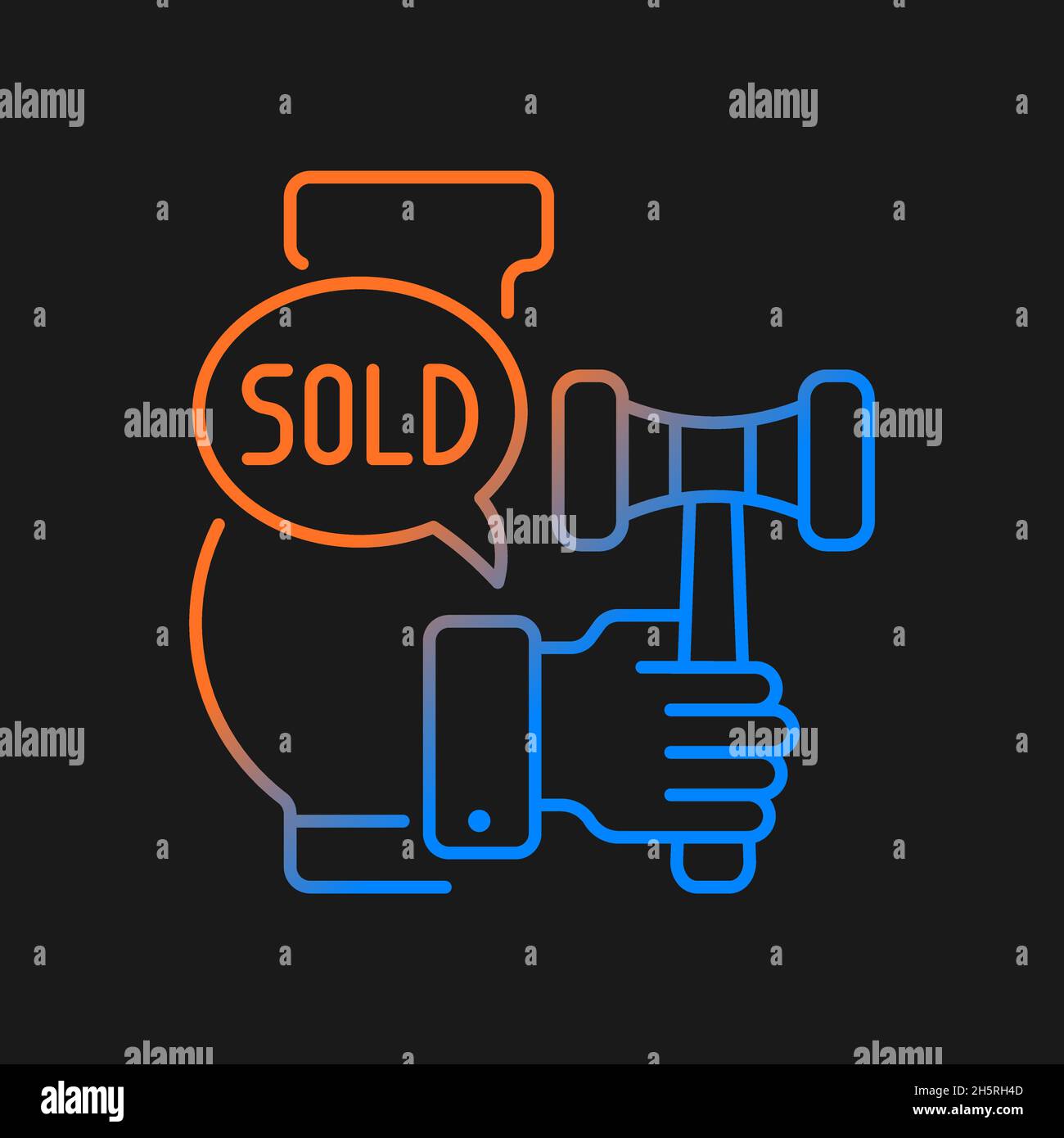 Auctioneer gradient vector icon for dark theme Stock Vector