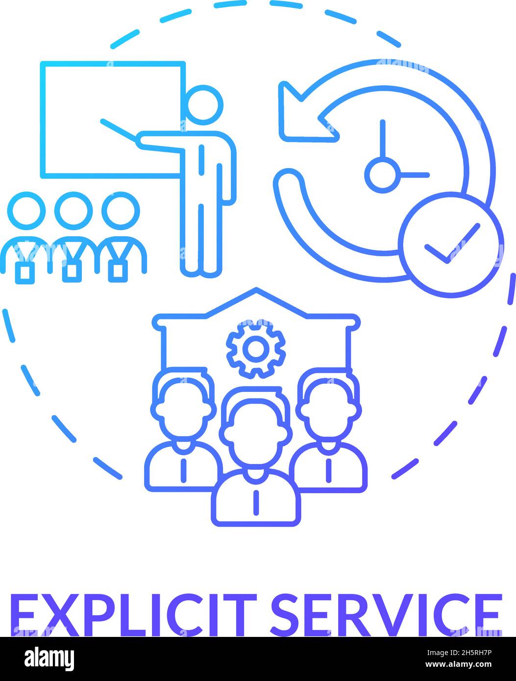 Explicit service blue gradient concept icon Stock Vector
