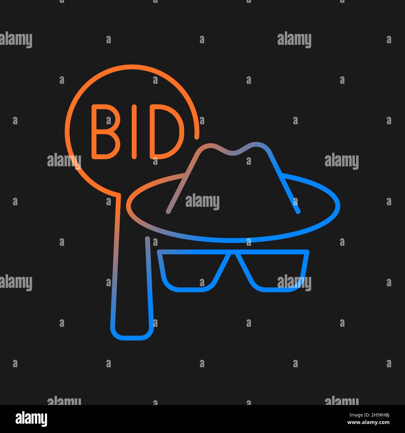 Silent auction gradient vector icon for dark theme Stock Vector