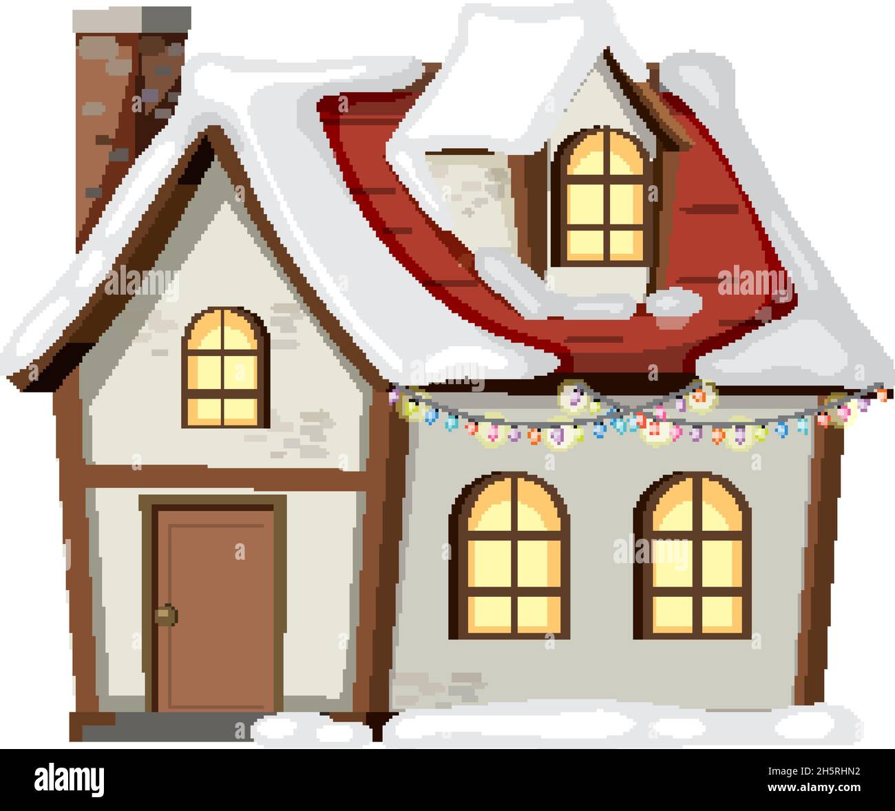 House covered with snow on white background illustration Stock Vector ...