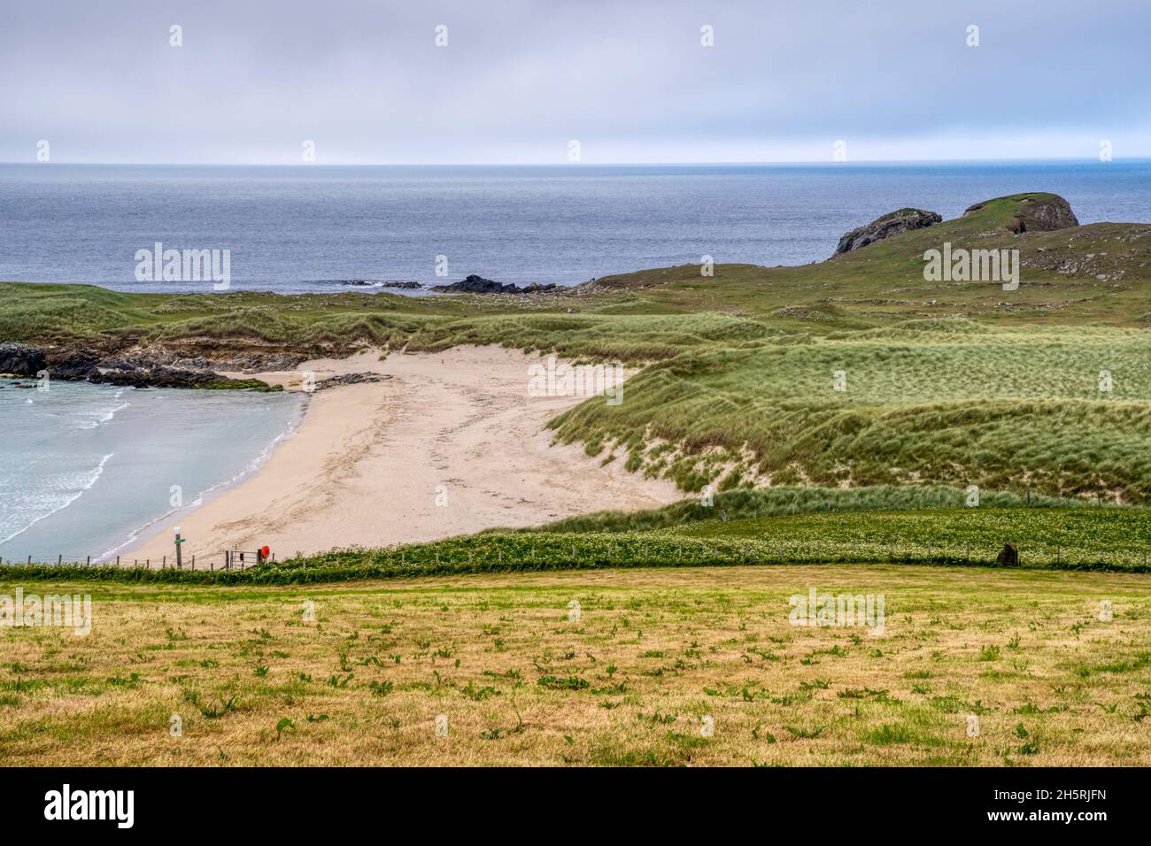 Remote empty beach of Breckon Sands on Yell, Shetland. Stock Photo