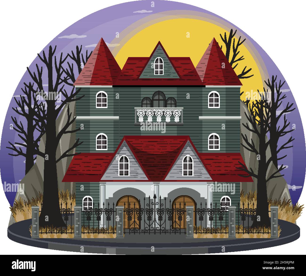 Haunted house at night scene illustration Stock Vector Image & Art - Alamy