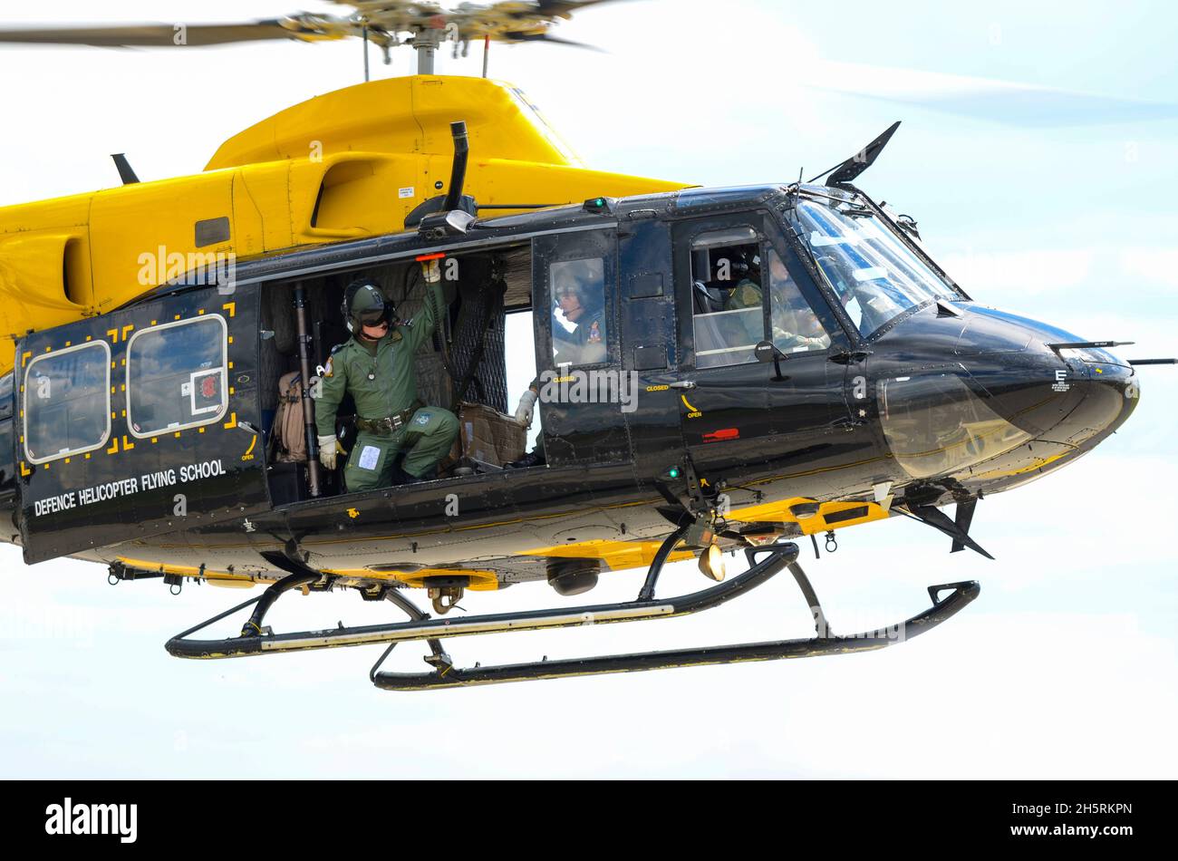 Bell 412EP Griffin HT1 ZJ239 of the Defence Helicopter Flying School flying at the RAF Waddington airshow. PFI, by FBS, FB Heliservices, Cobham Stock Photo