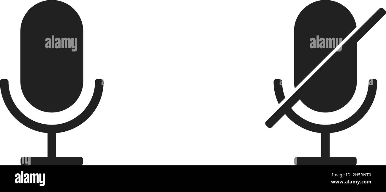 Microphone button on and off icon in flat for app design. Vector ...