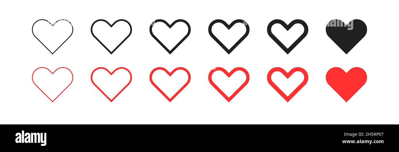 Heart collection flat isolated icon on white background, vector ...