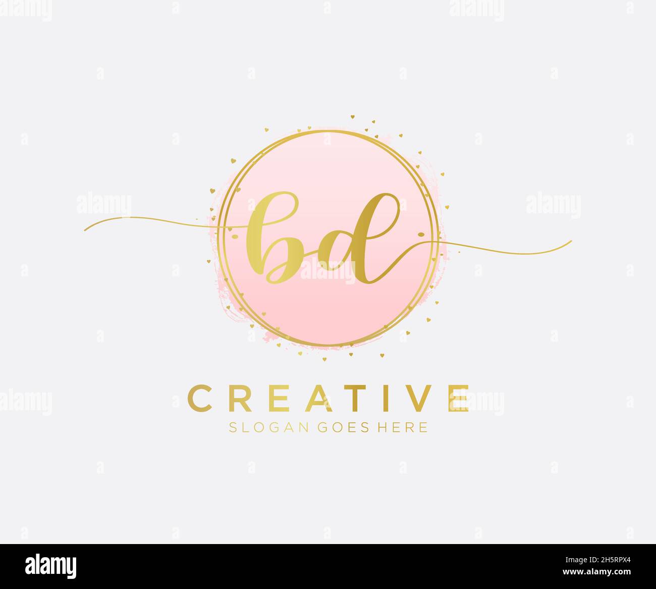 BD feminine logo. Usable for Nature, Salon, Spa, Cosmetic and Beauty Logos. Flat Vector Logo Design Template Element. Stock Vector