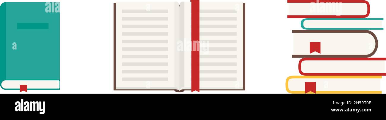 Book set icon in flat style. Digital vector illustration. Web design ...
