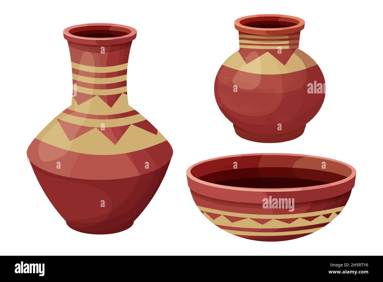 Set African pot, ceramic vase, craft tribal artifact in cartoon style  isolated on white background. Collection amphora from clay, . Vector  illustration Stock Vector Image & Art - Alamy