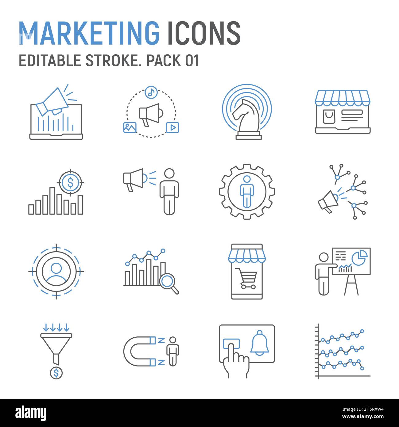 Marketing line icon set, digital marketing collection, vector graphics ...