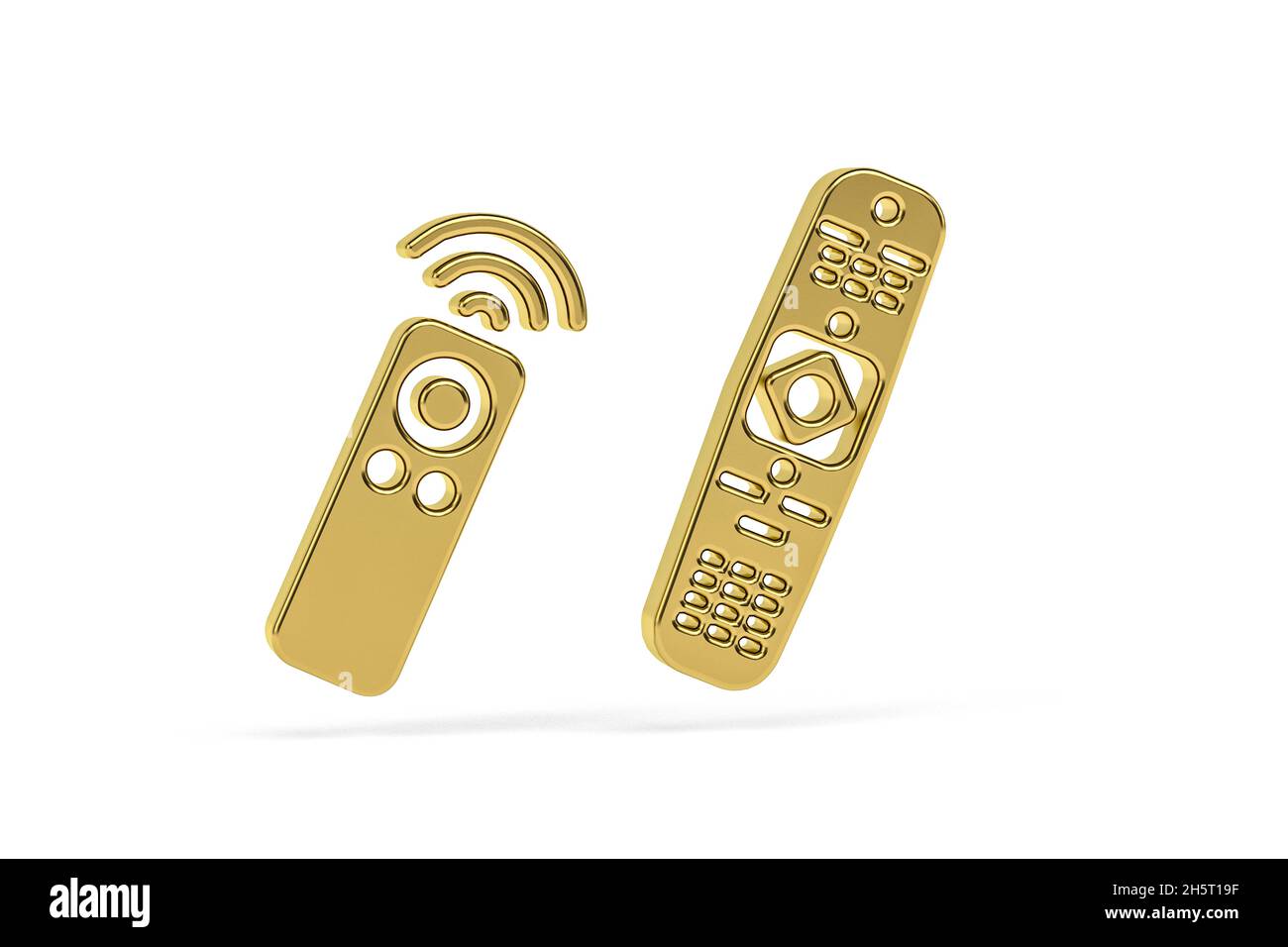 Golden 3d remote control icon isolated on white background - 3D render ...