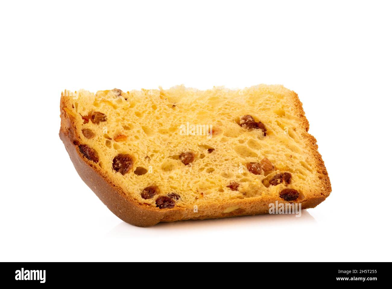 Panettone slice - traditional Italian Christmas cake from Milan , isolated on white Stock Photo