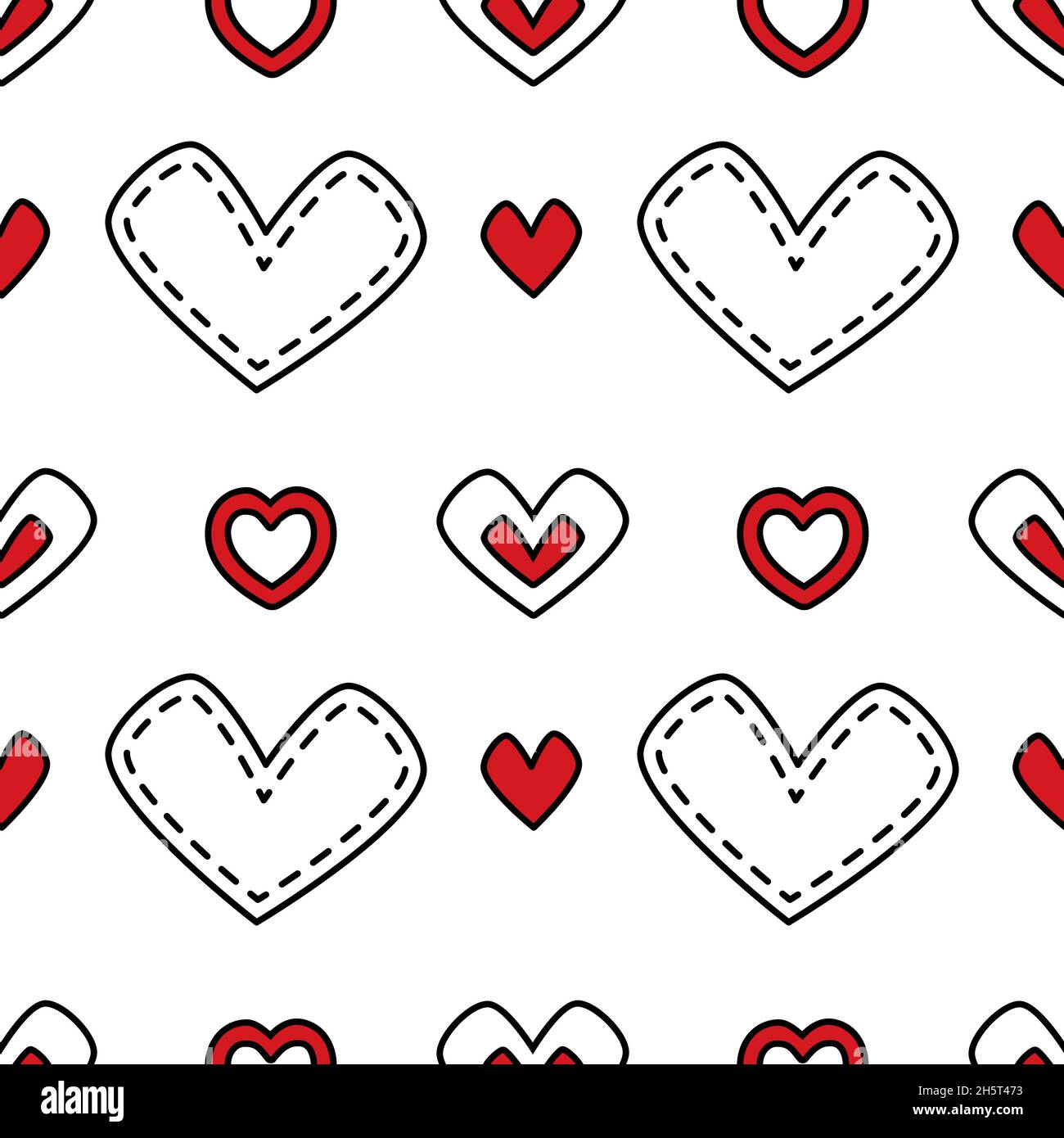 Hand drawn doodles hearts seamless pattern Stock Vector Image & Art - Alamy