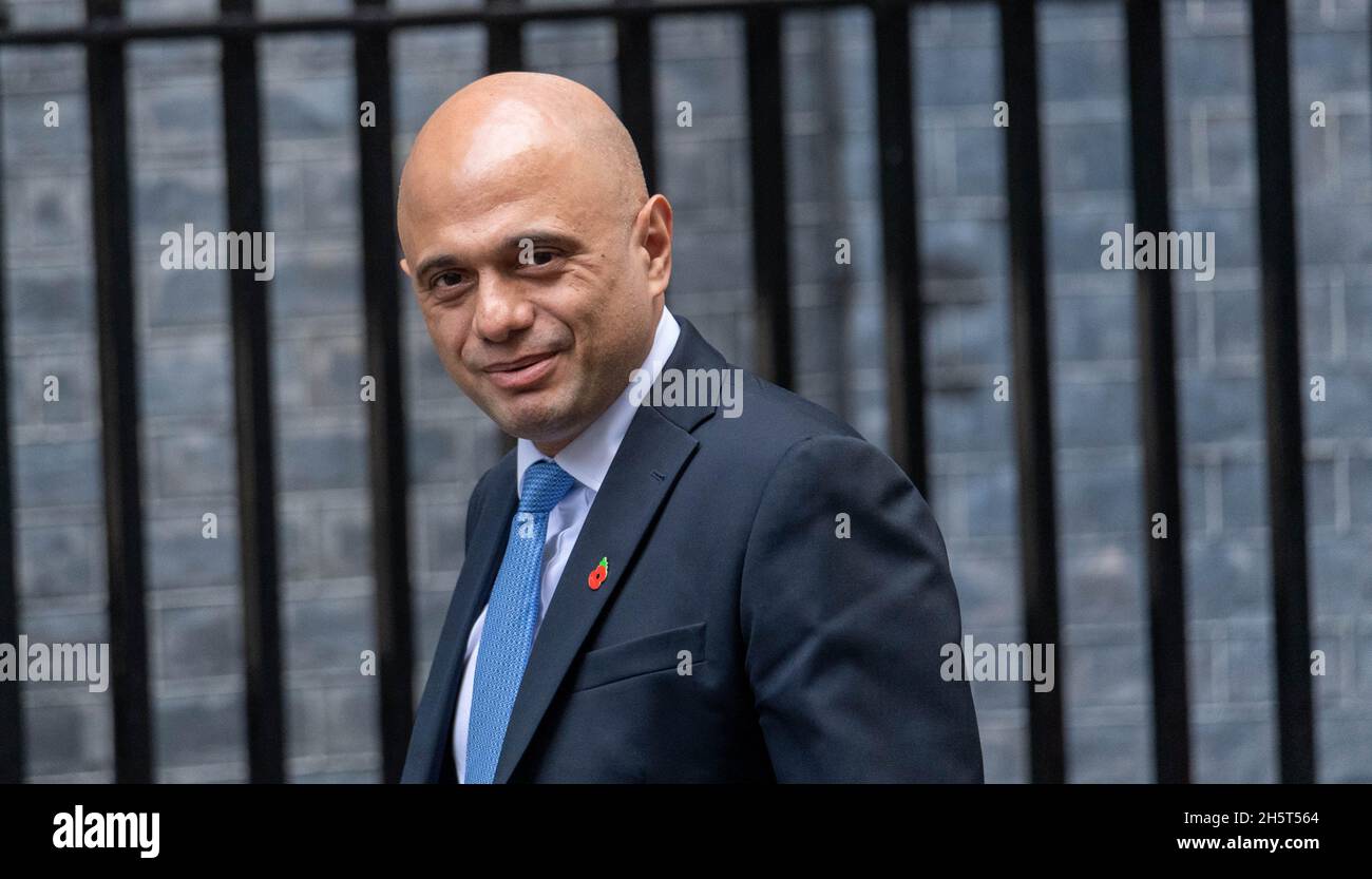 London, UK. 11th Nov, 2021. Sajid Javid, Health Secretary arrives at a cabinet meeting at 10 Downing Street London. Credit: Ian Davidson/Alamy Live News Stock Photo
